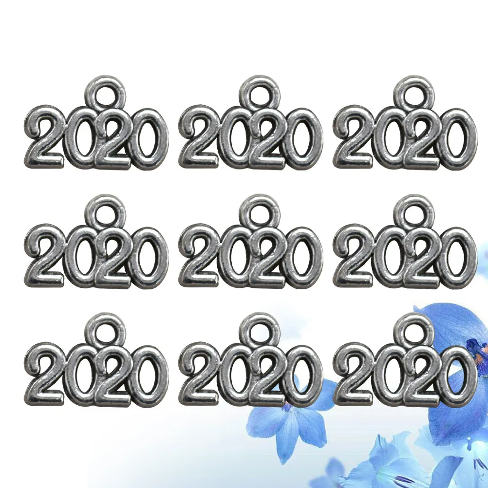 100Pcs 2020 Pendant Charm Alloy Vintage Number Charms for DIY Jewelry Making Necklace Bracelet Keychain