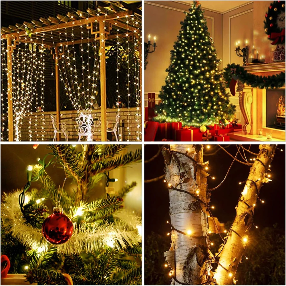 Solar Powered Garland Fairy String Lights 50/100/200 LEDs 8 mode Outdoor Garden Lamp for Christmas Wedding Party Festoon Decor