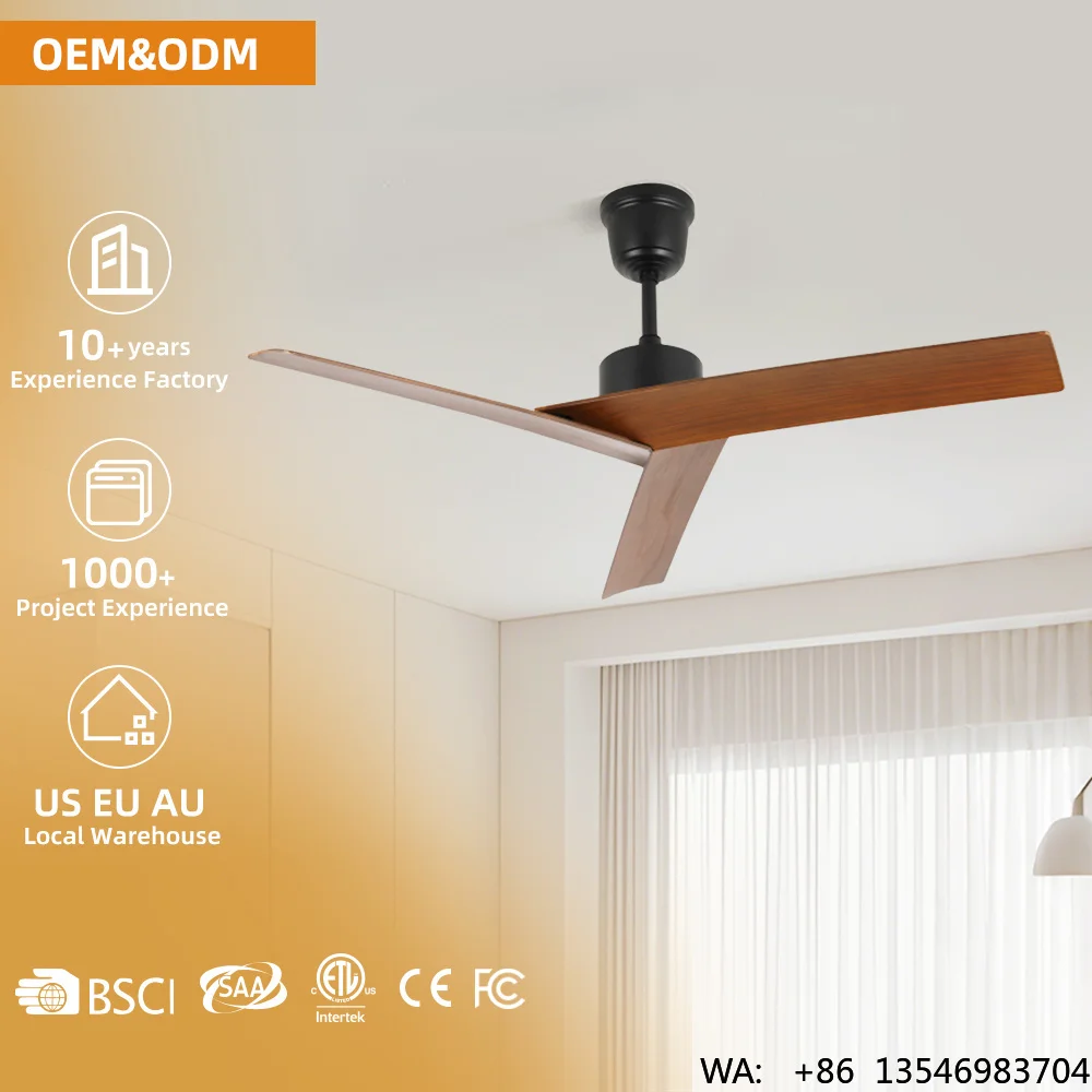 Indoor Home Tuya Ventilador De Techo Smart Modern Dc Motor 3 ABS Blades Ceiling Fan with Remote Control