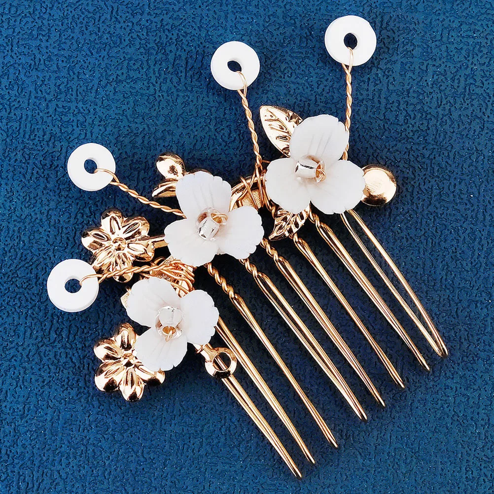 

1Set Pearl Rhinestone Hair Comb Durable Elegant Wedding Hairpin Bridal Flower Insert Comb Hair Accessories for Brides