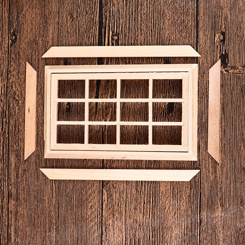 1 Juego de casa de muñecas en miniatura, 12 rejillas, ventanas cuadradas 1:12, modelo de puerta y ventana, casa de muñecas, accesorios de decoración de escena para el hogar, juguete