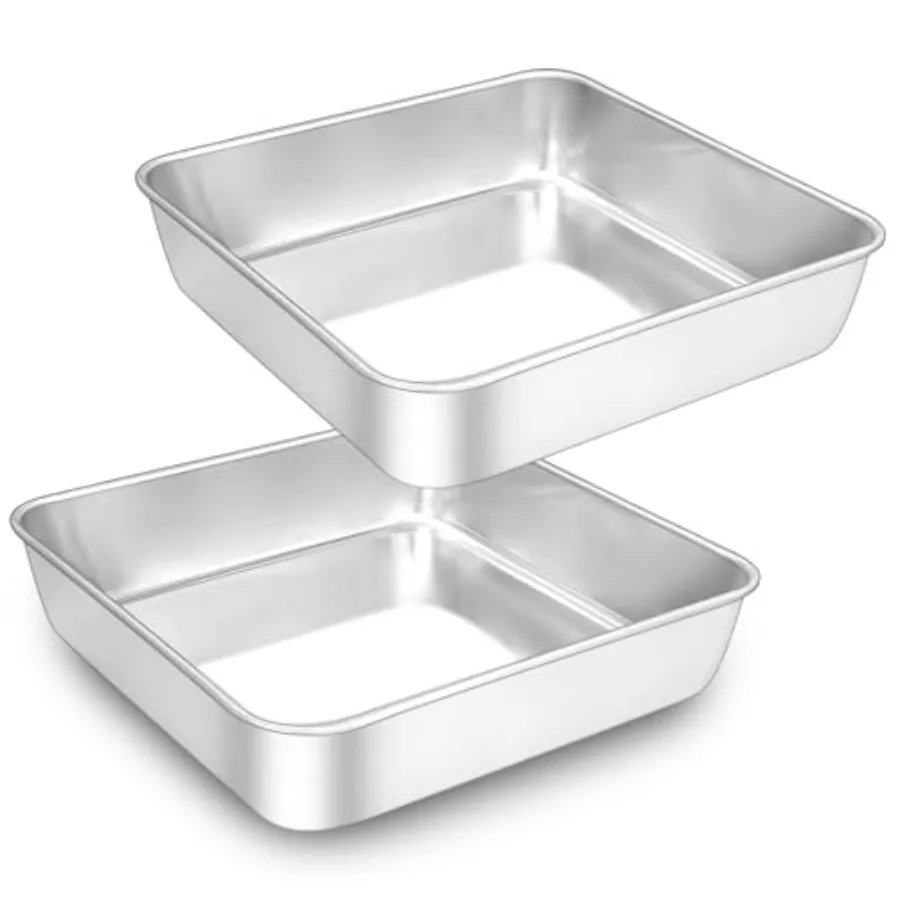 

8 x 8 Ih Square Cake Pan Stainless Steel Baking Pan for Lasag Brownies Casseroles Square Bakeware for Oven Cooking NonToxic Rus
