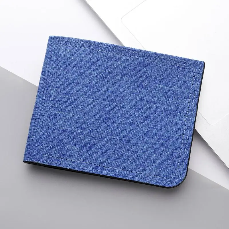 Minimalist Solid Color Coin Bag Ultra-thin Card Holder Short Canvas Wallet Men Folding Small Wallet Birthday Gifts