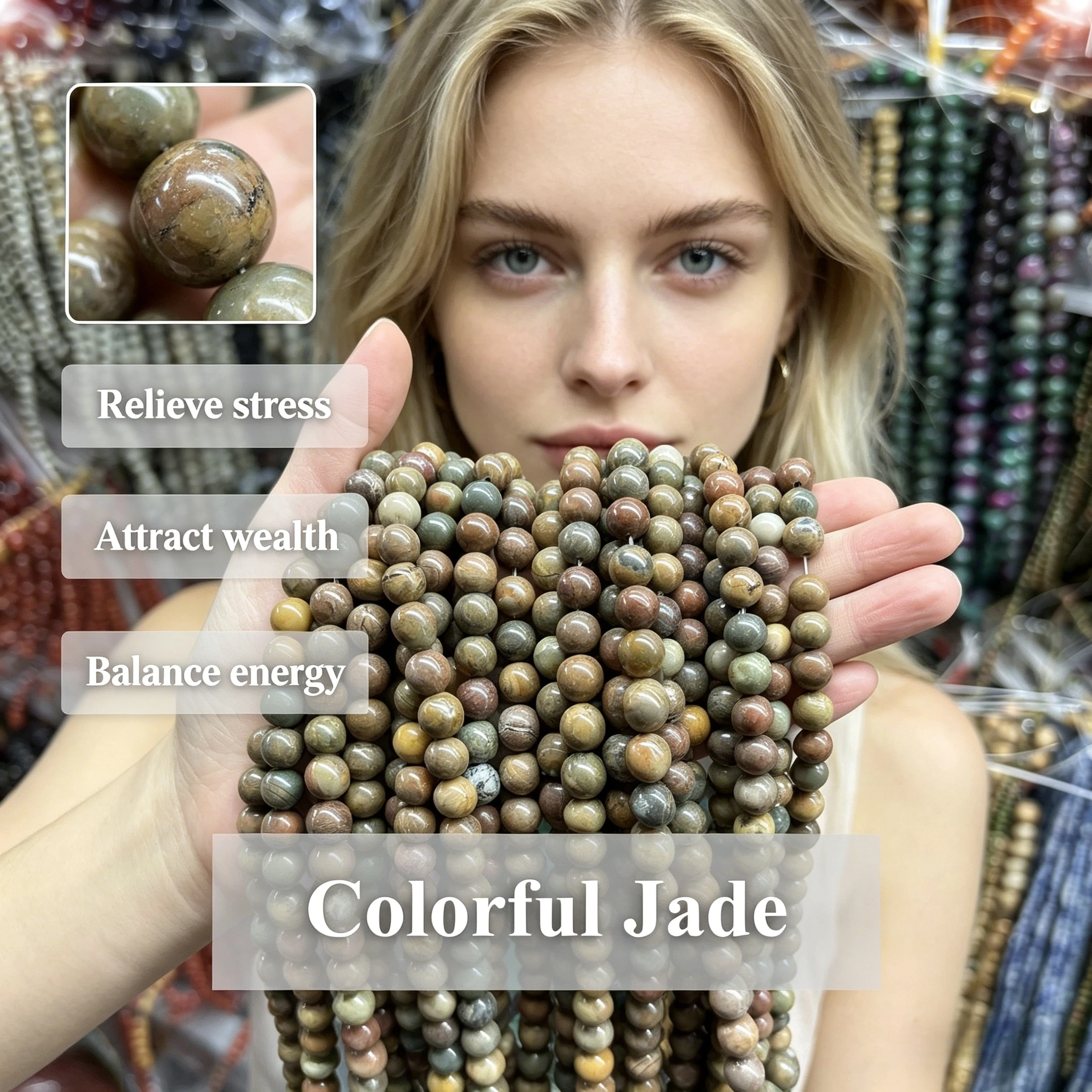 

Colorful Jade Natural Stone Beads 4 6 8 10mm Round Loose Beads for Jewelry Making DIY Bracelet Necklace Jewelry Accessories Gift