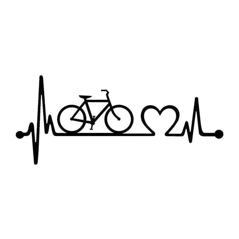 Car Sticker 3D  Bicycle Heartbeat Lifeline Cycling Sticker on Car Funny Stickers and Decals Vinyl Car Styling,19cm*10cm