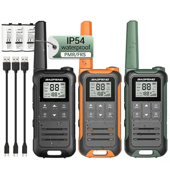 Baofeng-walkie-talkie F22 PMR446/FRS, Radio bidireccional VOX con Pantalla LCD portátil sin licencia, cargador tipo C para caza, 2 piezas