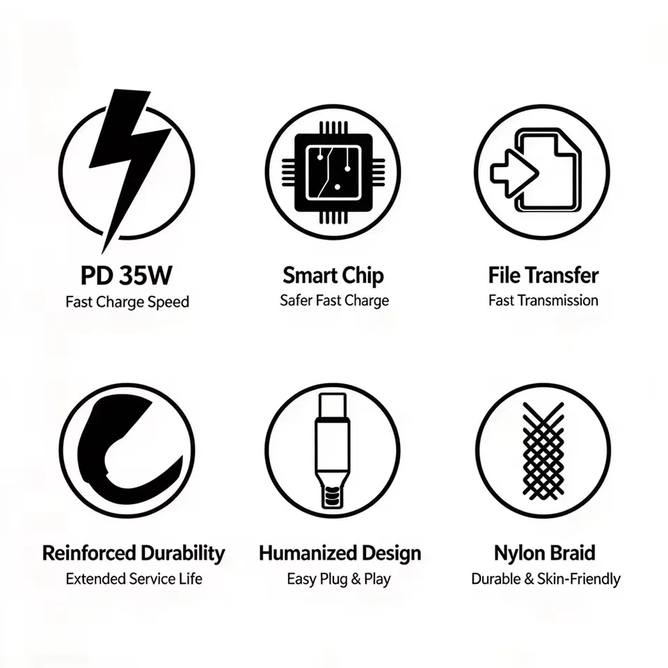 90° Elbow PD 35W Braided Fast Charging Cable For iPhone 11 12 13 14 Pro Max 8 14 Plus X XR XS Max Rapid Charge USB-C Data Cable