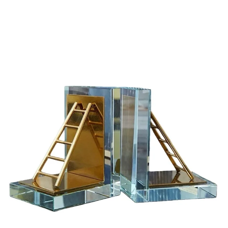 Modern simple crystal glass bookshelf bookcase study ornament bookend creative decorative artwork