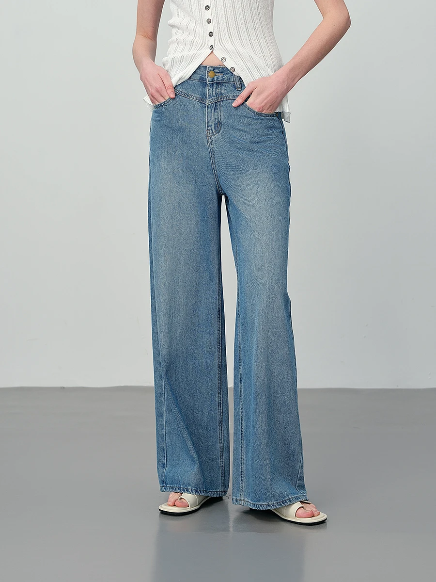 

Xinye Ni Faionable Straight Leg Wide Leg Jeans Women's Autumn Winter Thin High Waist Slimming High Rise Jeans Casual Sle