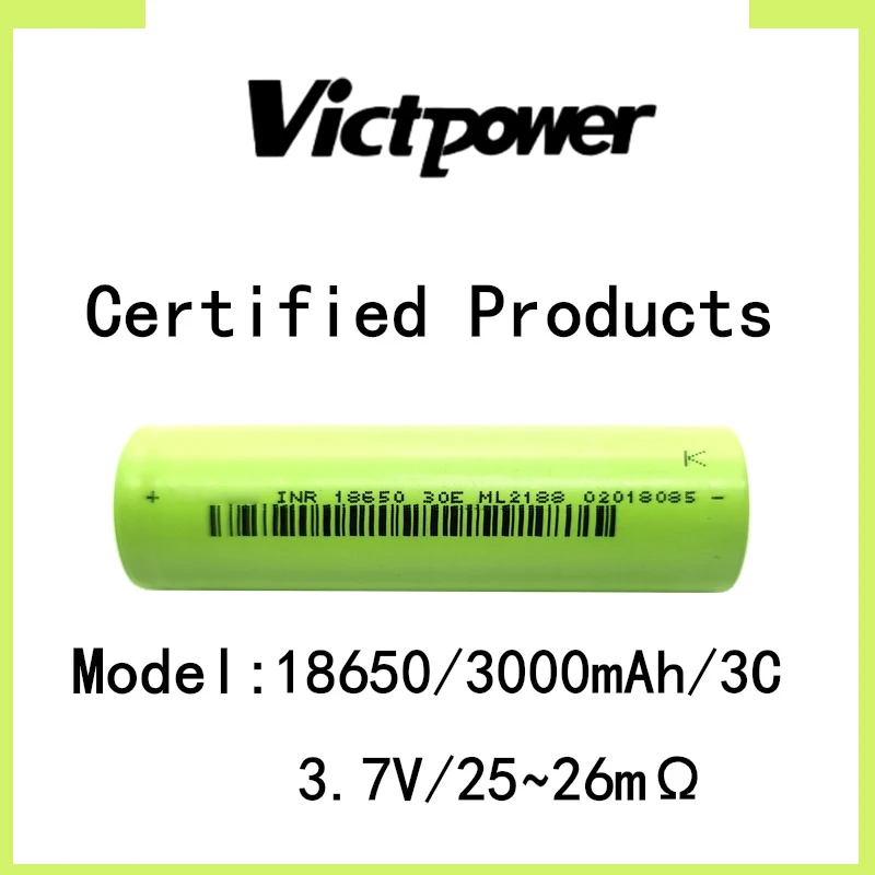 Victpower Original Grade a Real Capacity 18650 3.7V 3000mAh LI Ion Battery 3C Discharge Rechargeable Cell for Electronic Bike