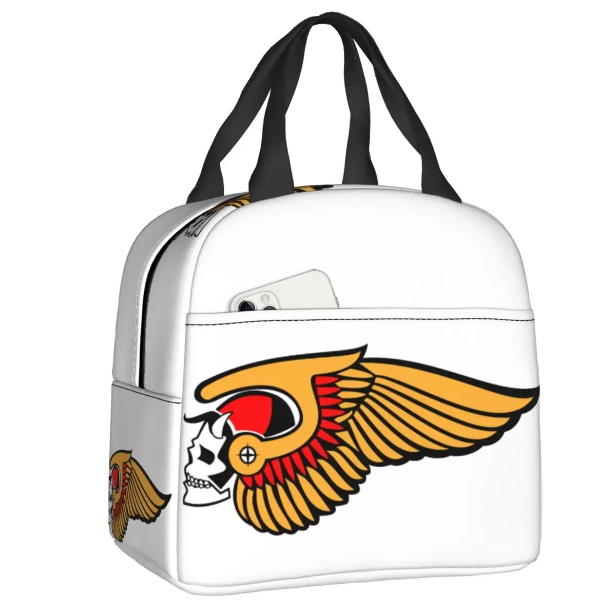 Custom Hell HAMC Angel Motorcycle Club Resuable Lunch Boxes Waterproof Cooler Thermal Food Insulated  Bag School Student