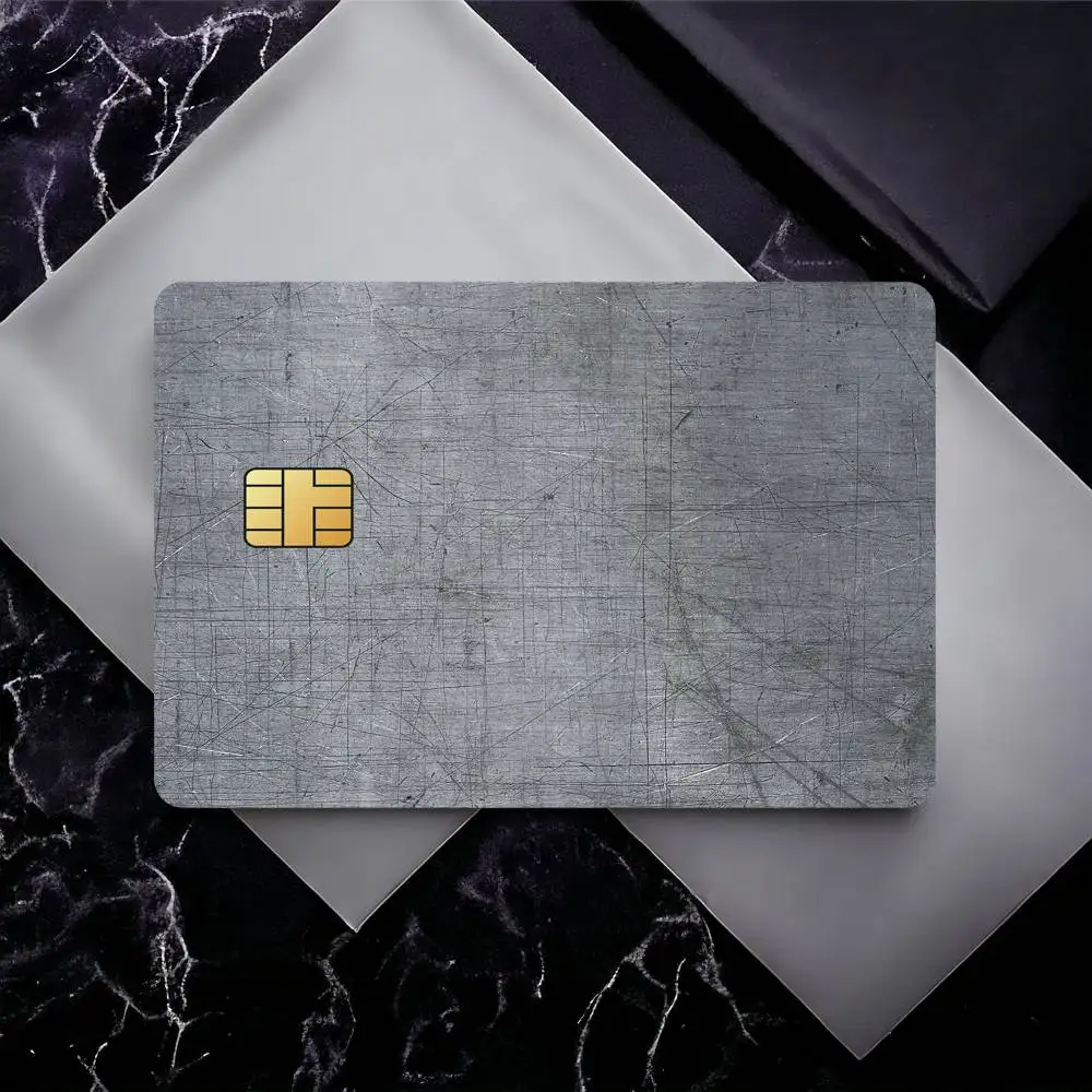 Silvery Metal Credit Card Skin Stickers For Bank Card Bus Metro Card Sticker Waterproof Gift