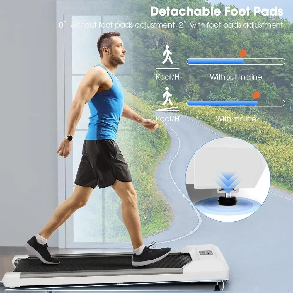 Portable Dual-Function Walking Pad and Under Desk Treadmill, 265 lbs Capacity, with Remote and LED Display