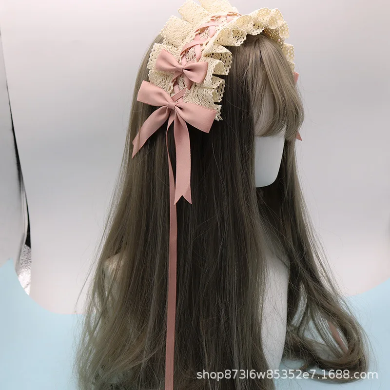 Cerceau de cheveux en dentelle Sweet Lolita, joli nœud papillon, fleur, anime, femme de chambre, cosplay, sauna, accessoire, fait à la main, vente en gros