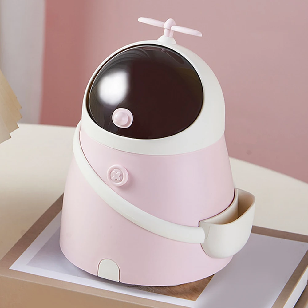 

Cute Storage Bucket Cartoon Astronaut Trash Can Small Bin Plastic Waste Basket Mini Cans Desk Dorm Pink Easy Maintenance