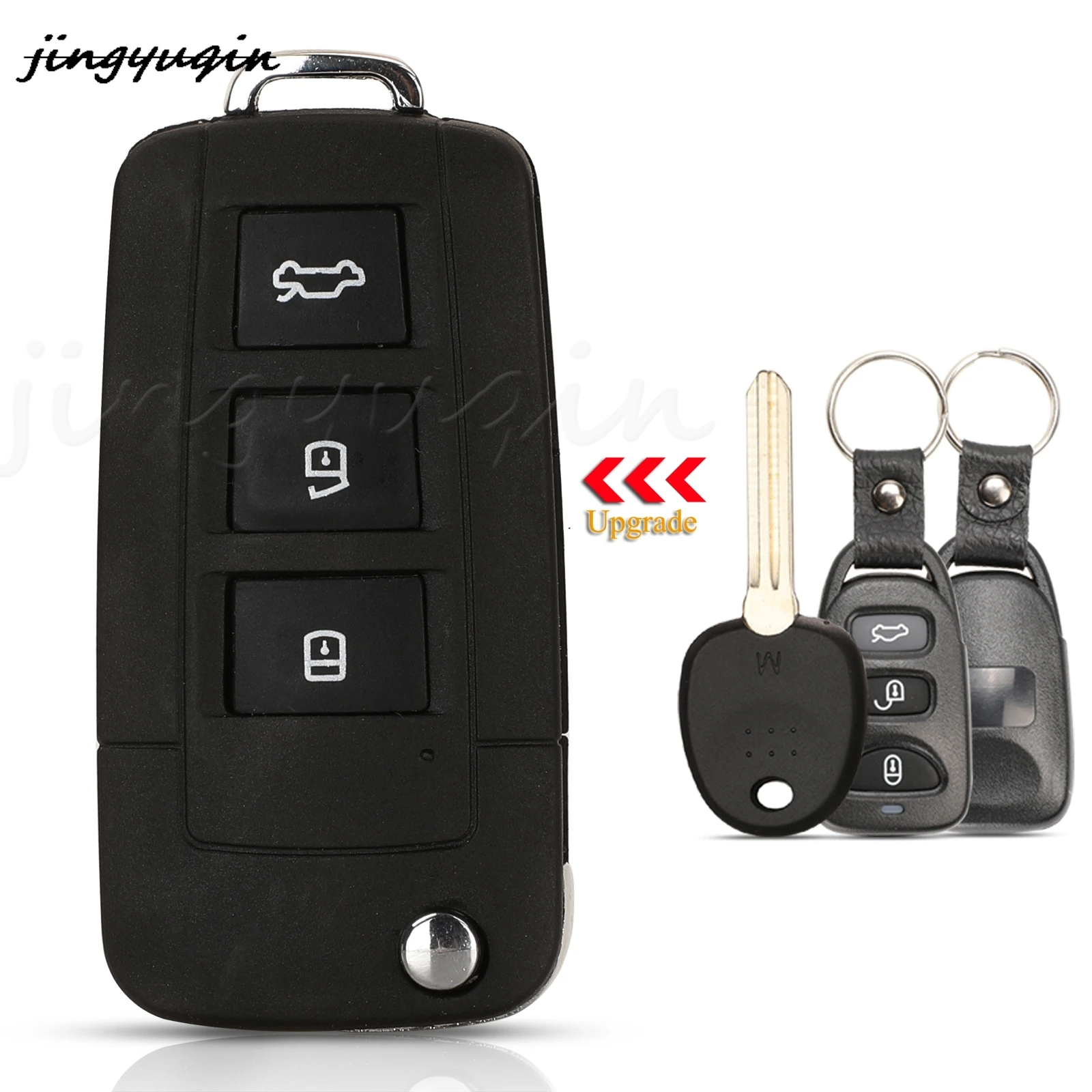 

jingyuqin 10pcs 3BTN Modified Flip Car Key Shell For Hyundai H1 Bus I10 Avante Elantra HD Touring Yuedong For kia Carens Sedona