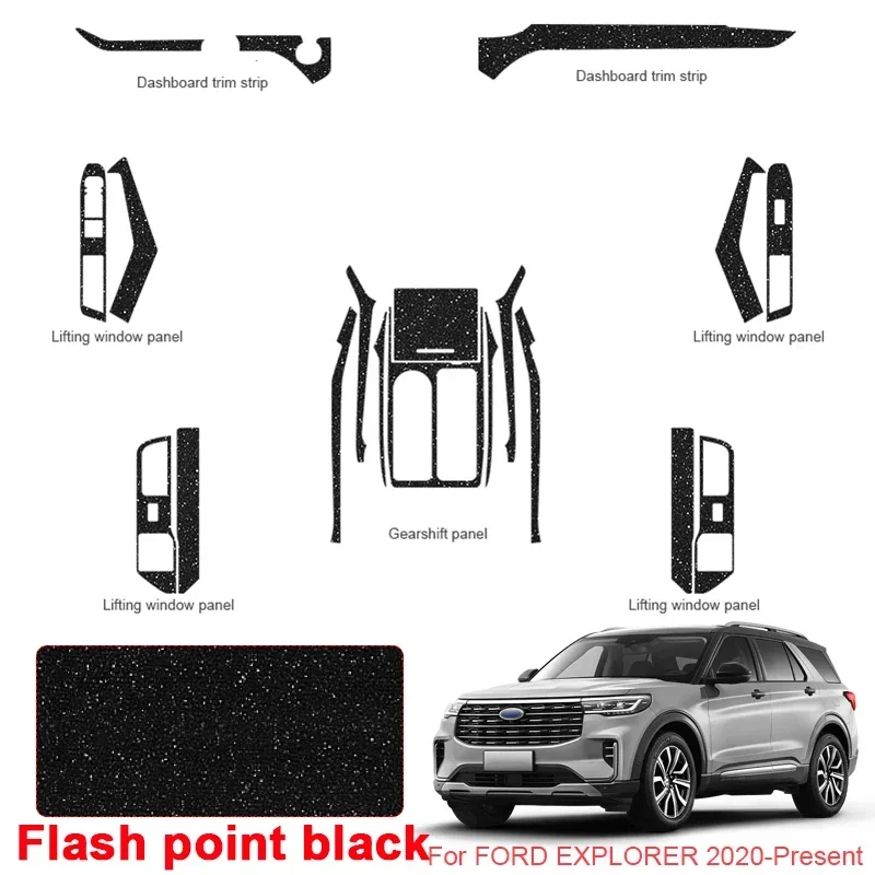 Car Carbon Interior Sticker Auto Lifting Window Panel Decal Gear Inner Door Protective Film For FORD EXPLORER 2020-Present LHD