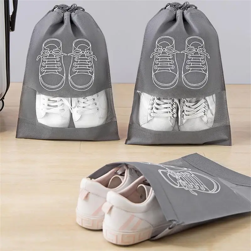 Kit com 5 Sacos Organizadores de Sapatos para Armário, Portáteis, Impermeáveis, em TNT, com Bolsos para Roupas e Compartimentos Organizadores, para Pendurar