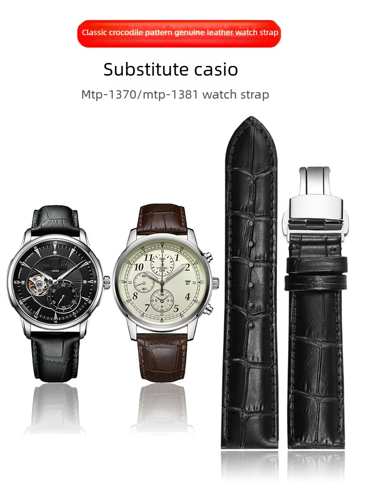Correa de Cuero para Reloj Casio MTP-1303 1375 1374, Compatible con MTH-5001L para Hombre y CASIO para Mujer