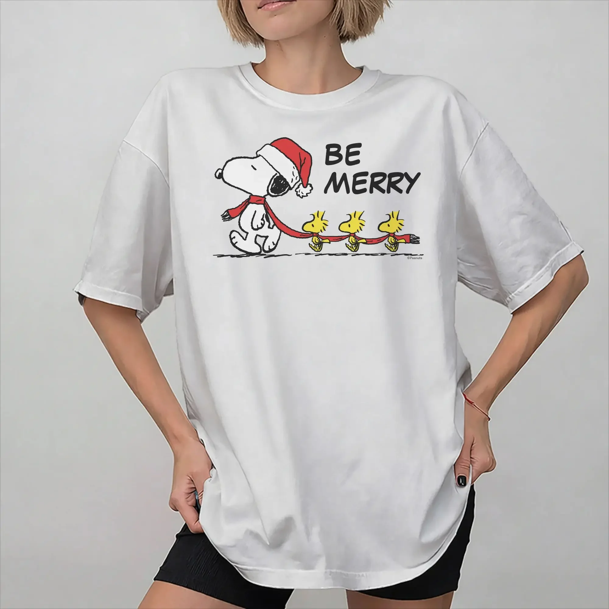 Grafikdruck, Snoopy-Cartoon-Hund-Motiv, T-Shirt für Damen, Herren und Kinder, aus reiner Baumwolle, kurzärmeliges Kleidungsstück. – Detail 8
