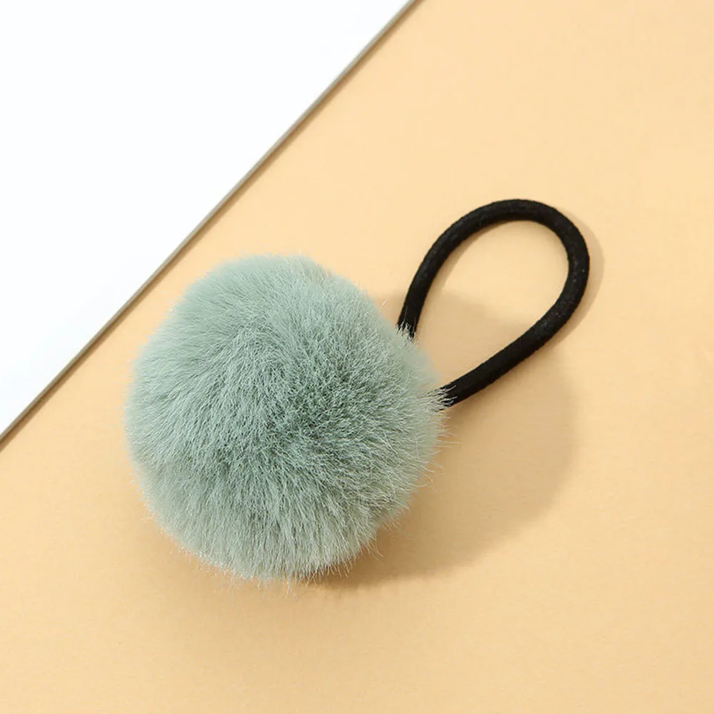 10PCS Random Color Cute Plush Hair Cord Circle Super Soft Fluffy Hairball Hairbands Girl's Hair Tie Rope Leather Bands