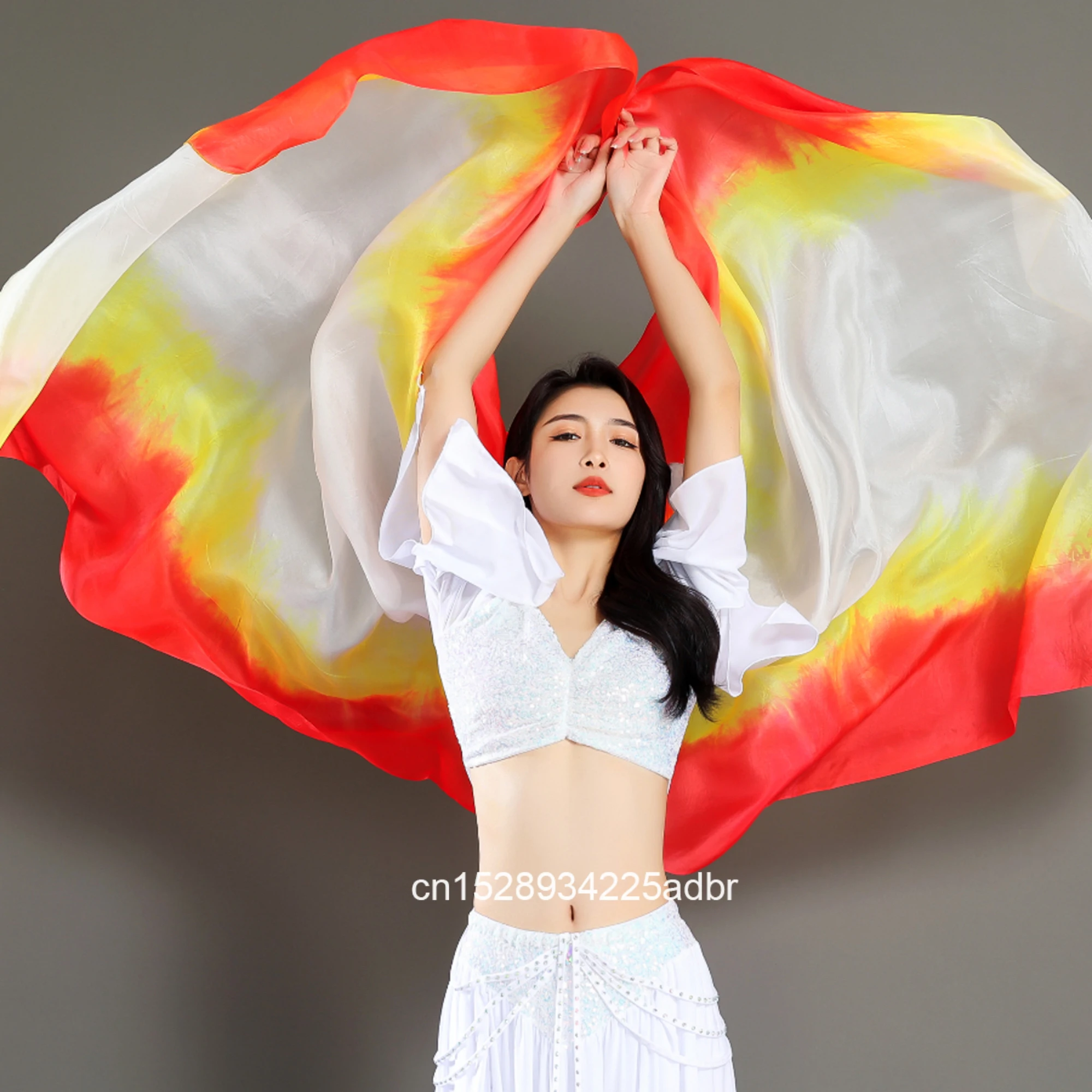 Hand-Made Belly Dance 100% Silk Veils Gradual Colors Professional Oriental Dancer Stage Performance Show Props Worship Praise