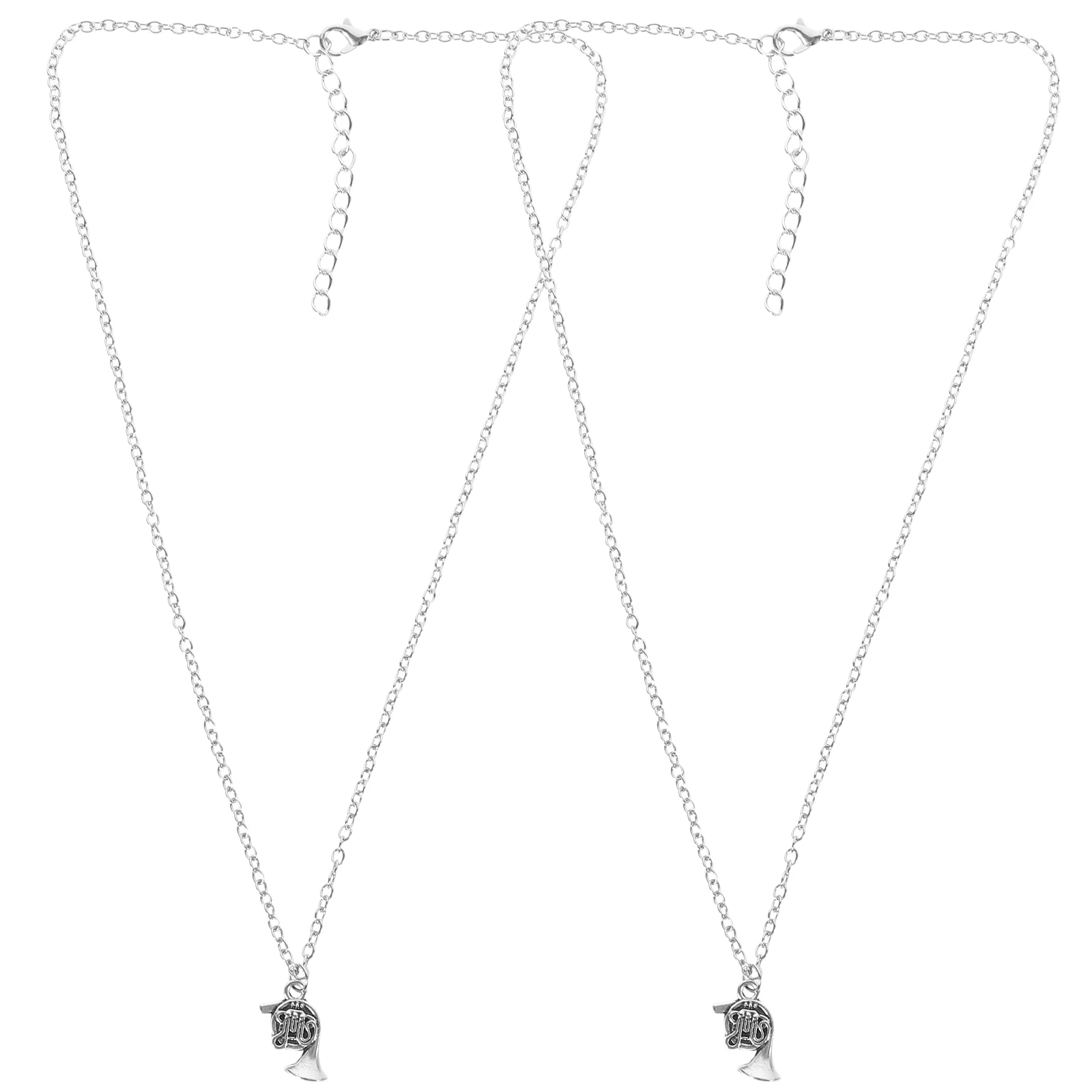 2 قطعة قلادة القرن قلادة الموسيقى ملاحظة المعادن سحر قلادة للنساء الرجال أنيق الموسيقى عاشق المجوهرات الكلاسيكية العصرية الإكسسوار #1