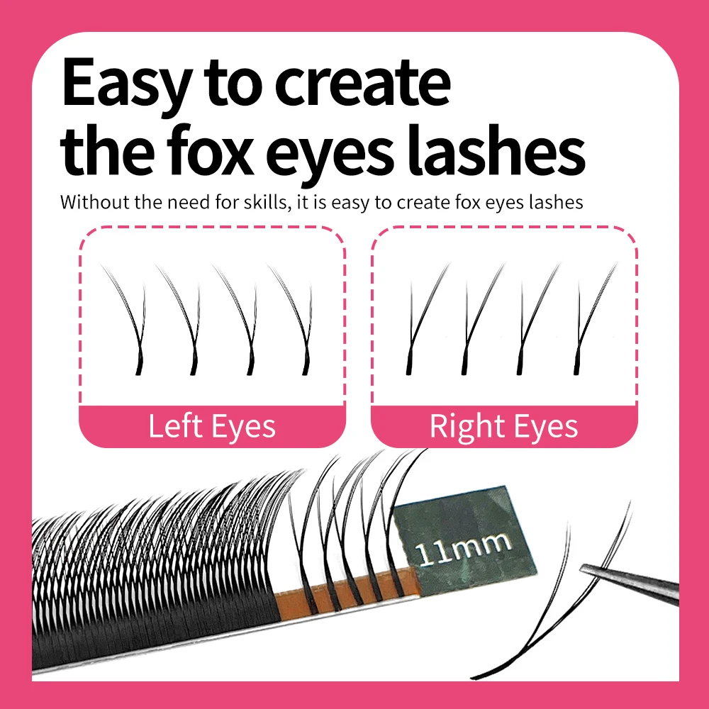 LAKANAKU  0.07mm 8-12mm Y Cilios Fox Eyes YY Shape Eyelashes Extension YY Eyelash Cilia and Brazilian Volume Soft Mink YY Lashes