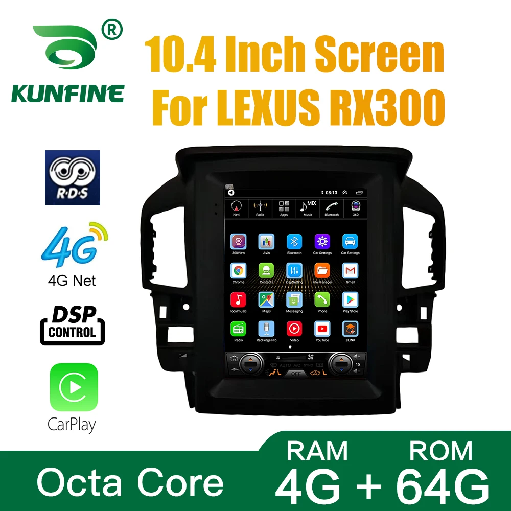 Tesla Screen Octa Core 4GB RAM 64GB ROM Android Car DVD GPS Player Deckless Car Stereo For LEXUS RX300 Radio