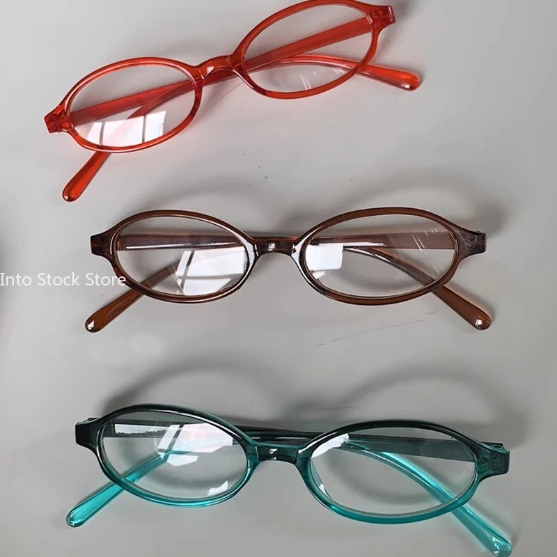 Y2K Style Vintage Small Oval Finished Myopia Eyeglass Girls Gradient Green Red Tawny Frame Eyewear Anti-blue Glasses -1.0 -4.0