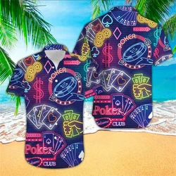 Casino Poker Dice 3d Print Beach Shirts For Men Clothing Hawaiian Holiday Short Sleeve New Design Lapel Funny Women Blouse Tops