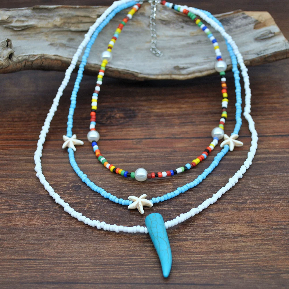 

Bohemian Colorful Bead Necklace Necklaces for Woman Multi Layered Women Turquoise Beaded Multi-layer