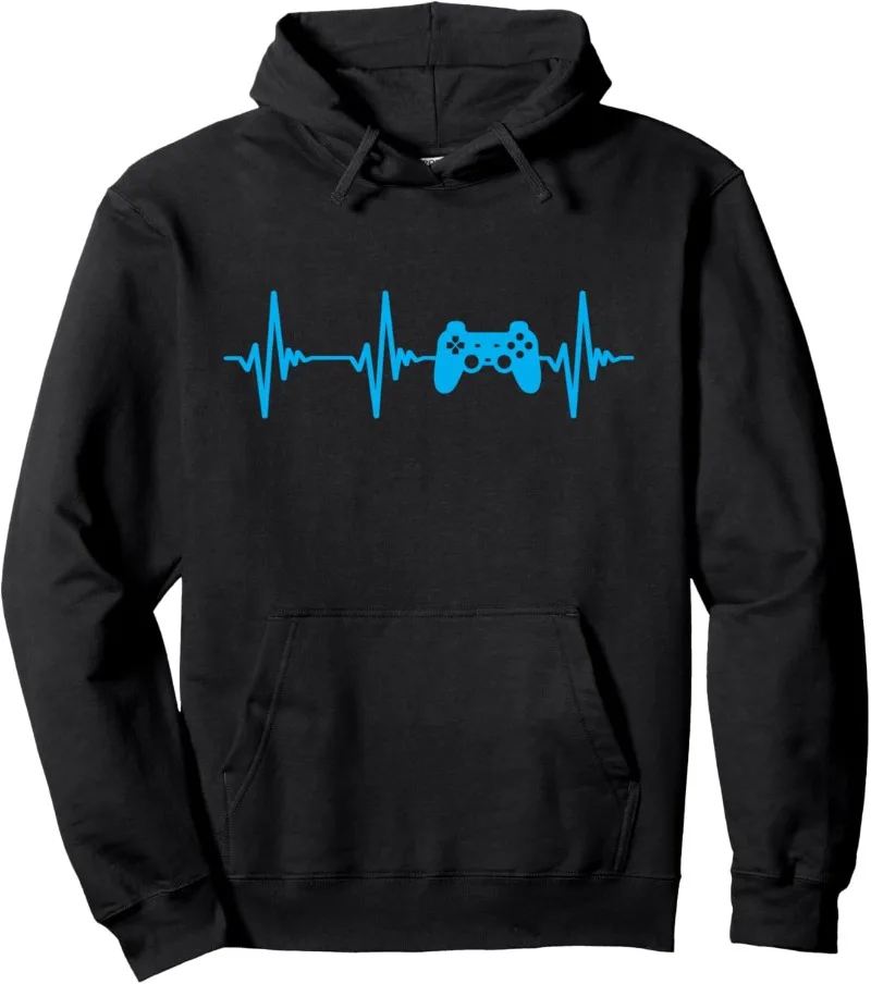

Heartbeat of A Gamer Hoodie Gaming Sweatshirts Gamer Pullover Hoodie Men's Individual Style Clothing Hoodies Women Clothing