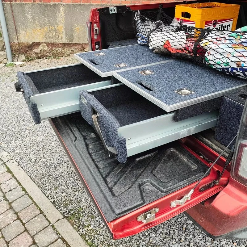 Outdoor camping solo toolbox with drawers for truck cargo slide out with flanks