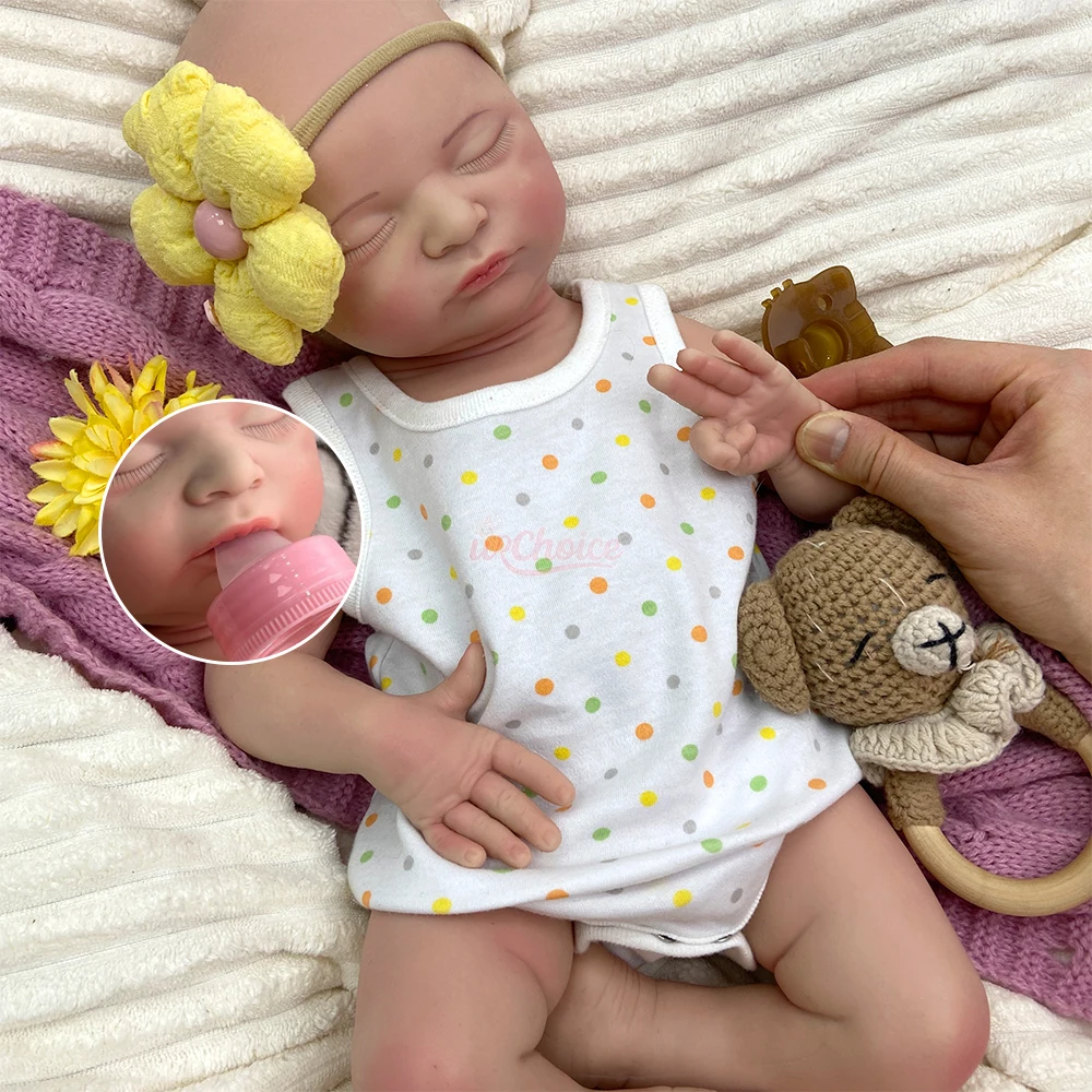 

Realistic Appearance Can Use Pacifiers Girl Full Solid Lifelike Silicone Reborn Baby Washable Emotional Companion Doll for Gift