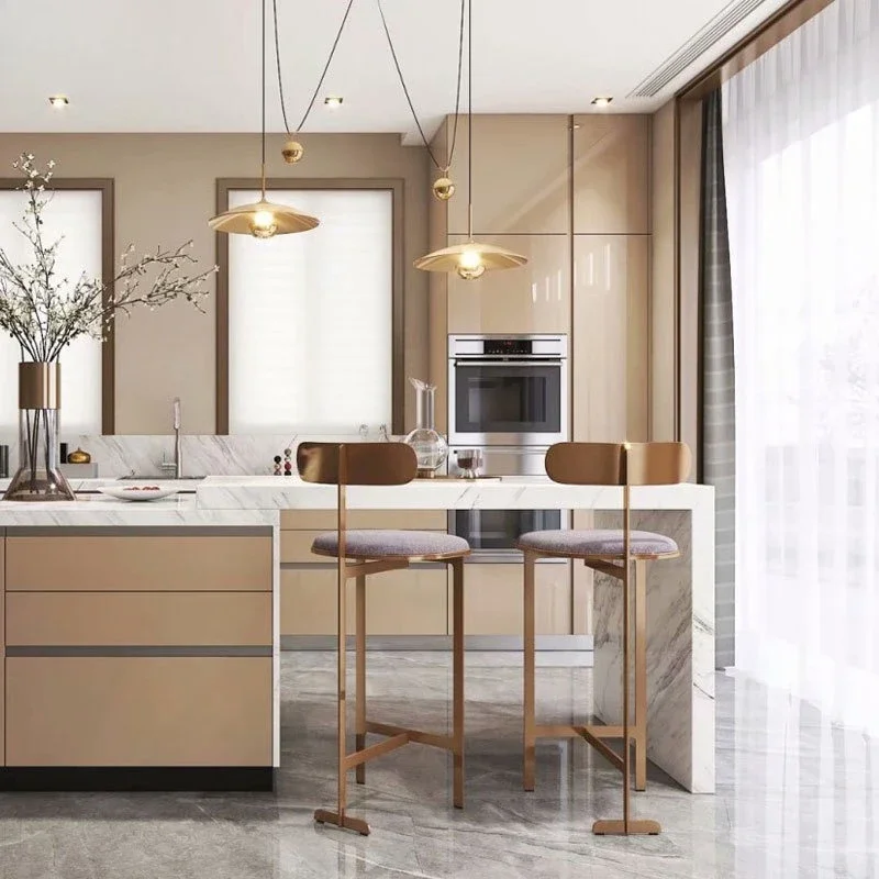 Massiver Barstuhl aus Edelstahl, minimalistisch, modern, Rezeption, hohe Bar, KTV, hoher Fuß, leichte Luxus-Home-Bar