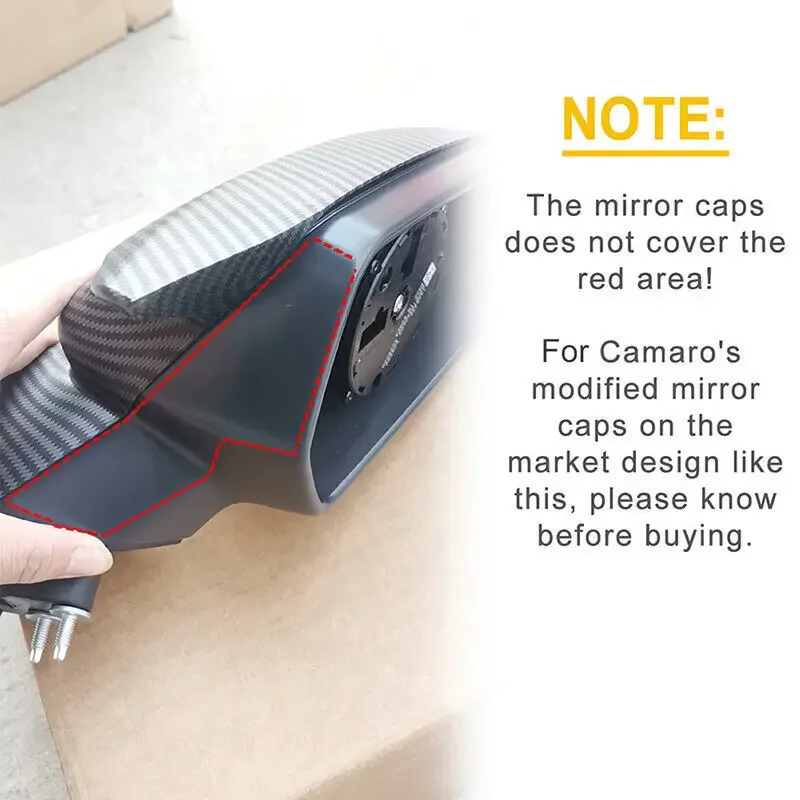 For Chevy Camaro LT/SS/RS/ZL1 2016-2022 ABS Car Rearview Side Mirror Cover Wing Cap Exterior Door Trim Adhesive Sticker Parts - view 4