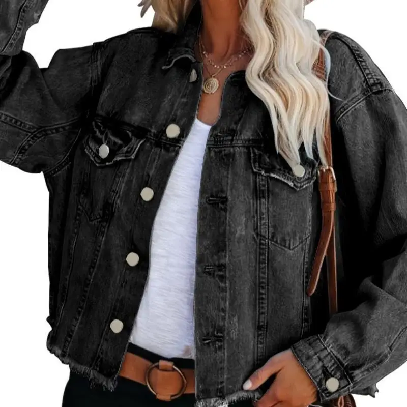 

Women's Denim Jaet 2025 New Cross-Border Piece Cotton Blend Jaet Collar ort Length Autumn Season Faion