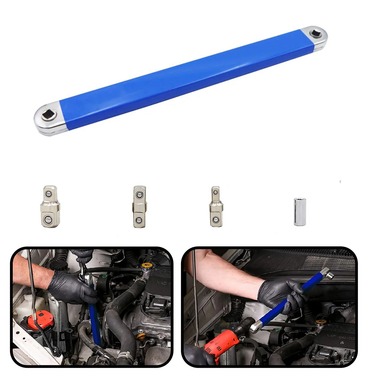 3Sets Professional Zero Offset Extension Wrenc Tight Spaces Extension Tool 1/2 in 1/4 in. 3/8 in Auto Repair Tool Home Tool Set