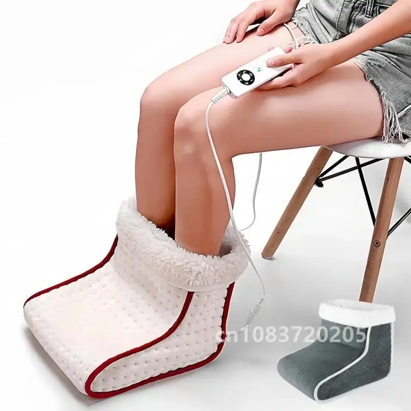 Electric Foot Heating Pad Washable 5 Modes Control Setting Feet Warmer Heater Home Office Bedroom Soft Plush Thermal Massager