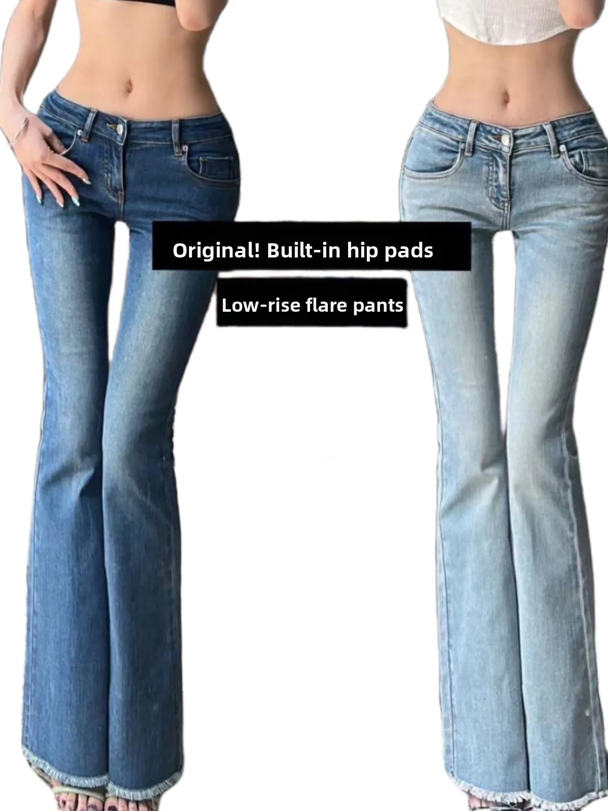 

Low Waist Bell Bottom Jeans Women's Long Pants Leg Lengthening Effect Self-Contained Hip Pad Wu Enemy Spicy Girl Jeans