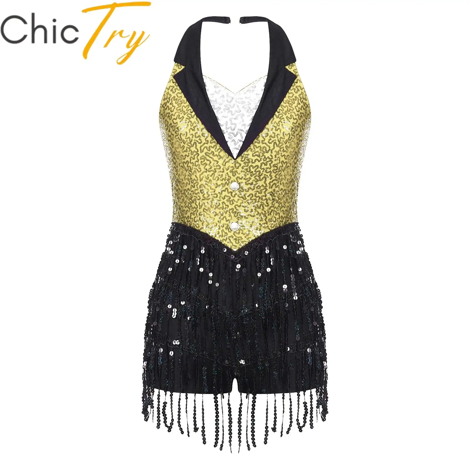 Jazz Latin Dance Dress For Women Sparkly Tassel Leotard Bodysuit Sleeveless Salsa Tango Dance Stage Performance Tutu Costume