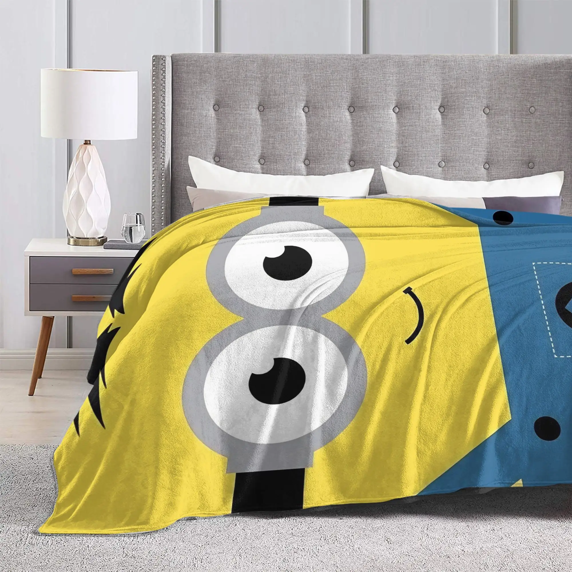 M-Minions-s Cartoon Blanket Fleece Printed   Multifunction Super Warm Throw Blankets for Sofa Bedroom Bedding Throws