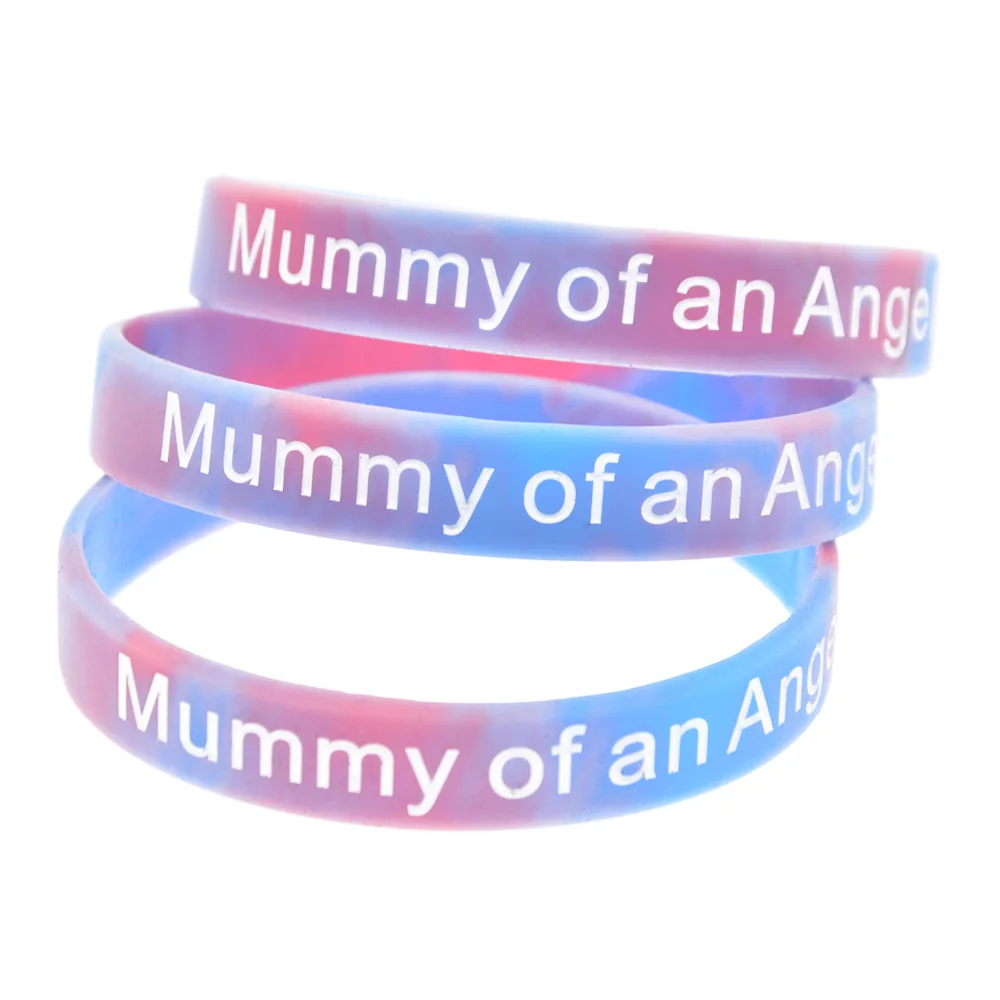 1 PC Mummy Daddy of An Angel Silicone Wristband Women Men Gifts Bangle Inspirational Bracelets Swirl Color