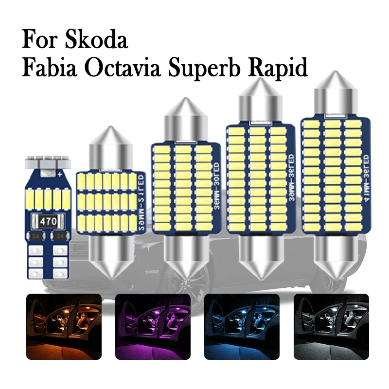 

Car LED Interior Lights Canbus For Skoda Superb 1 2 3 3U 3T 3V3 3V5 Fabia Octavia MK1 MK2 MK3 A5 A7 6Y NJ3 NJ5 Rapid Accessories