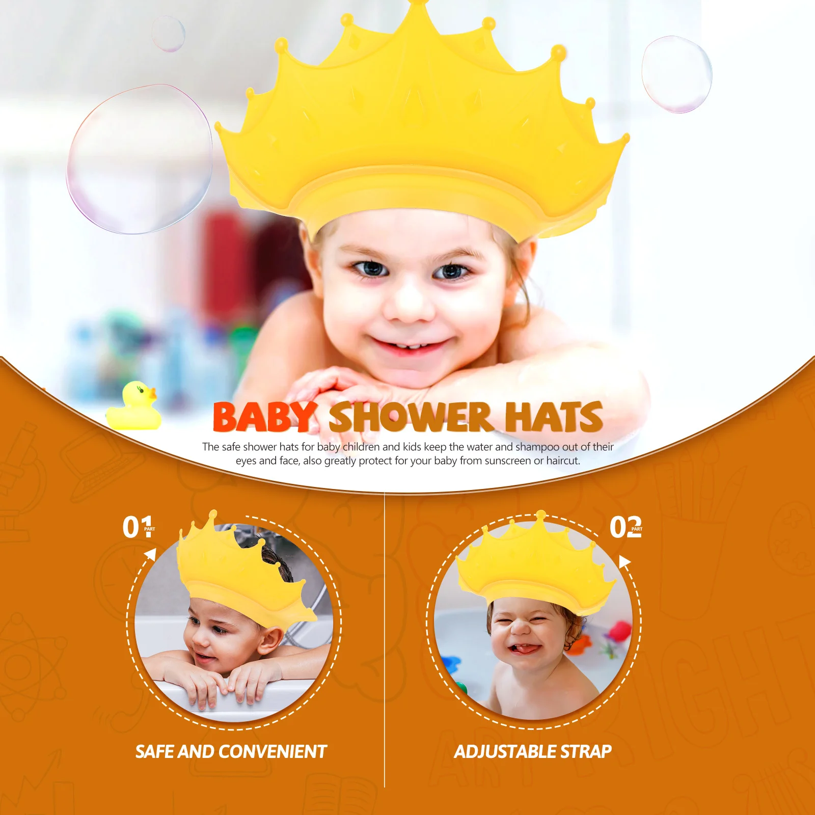

Baby Bathing Hat Waterproof Adjustable Sink Hair Wash Cap Kids Shower Hat for Toddlers Children Children's Bath Caps