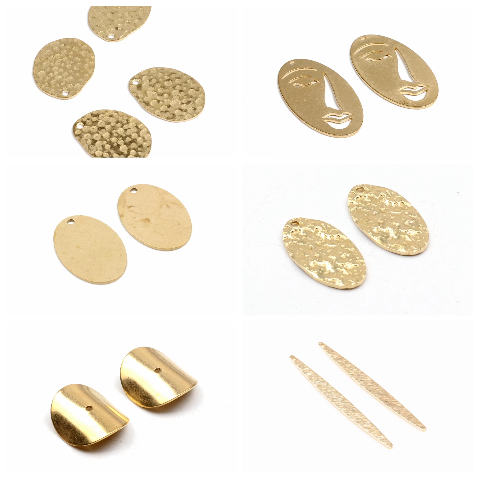 Hammered Brass Charms,Oval Shaped connector,Findings Accessories For Diy Earrings Necklace Bracelet DIY Making,Jewelry Supplies