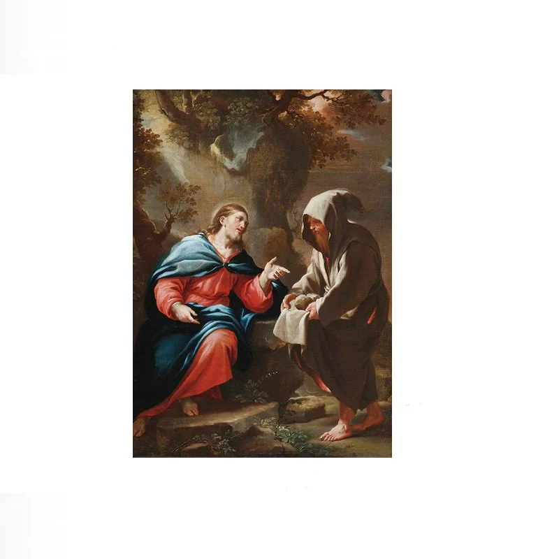 Luca Giordano The Devil Tempting Christ to Turn Stones into Bread, Art Picture Print Silk Poster, Home Wall Decor
