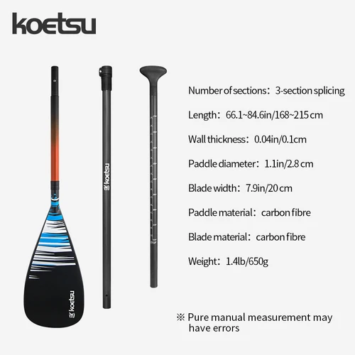 Imagen 2 del producto KOETSU-paleta de fibra de carbono para tabla de surf inflable SUP, paleta grande portátil con tamaño ajustable