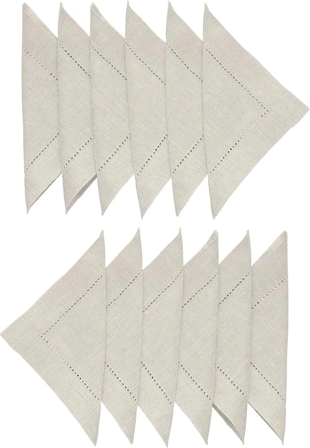 24Pcs White Linen Hemstitch Cocktail Napkins Square Solid for Wedding Dining Cocktail Napkins Parties Holidays or Everyday Use